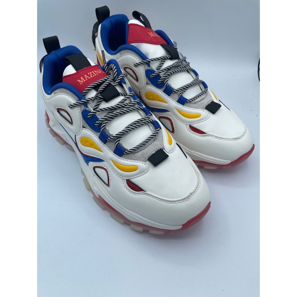Mazino‎ Augen Mens Size 12 White Blue Red Yellow Chunky Fashion Sneakers NEW